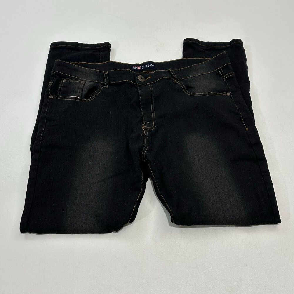 Phat‎ Farm Men's Jeans Black Faded Denim Straight Leg Casual, Size 36W x 30L